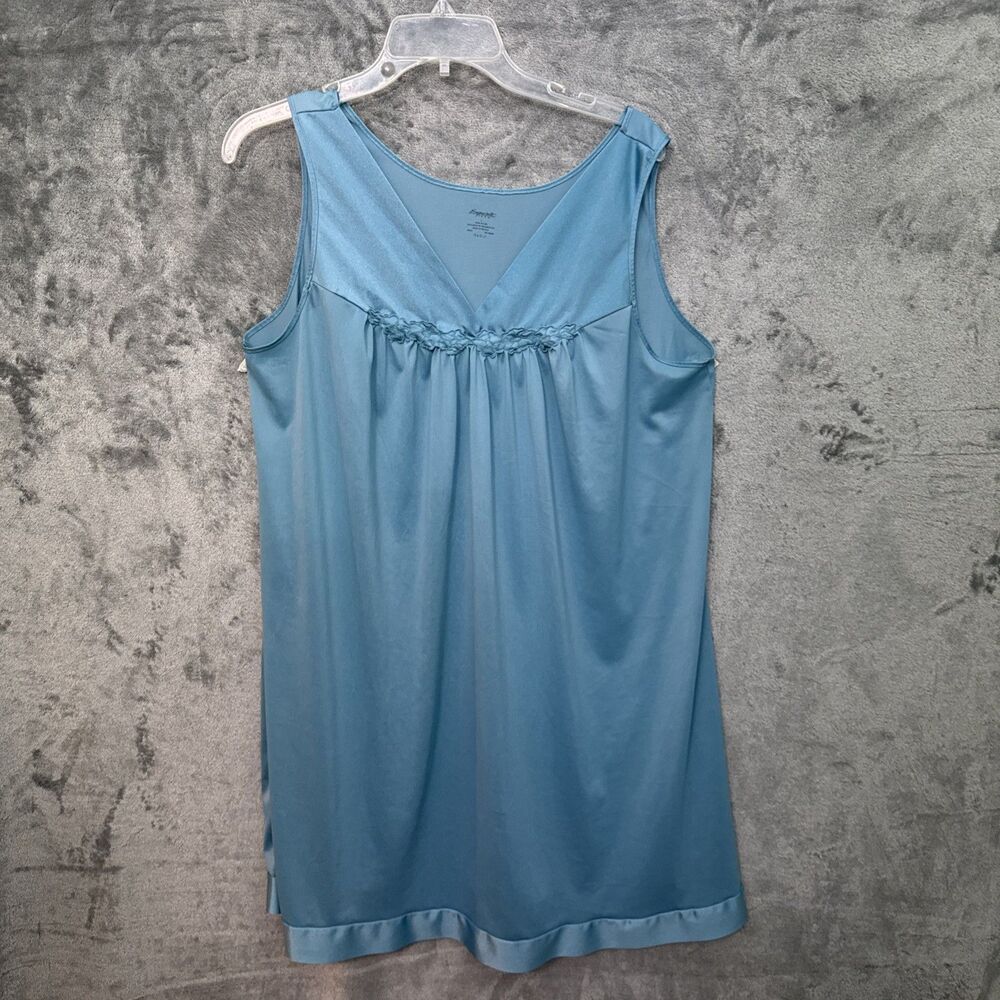 Exquisite Form Nightgown Sz Lg 100% Nylon blue vneck sleeveless